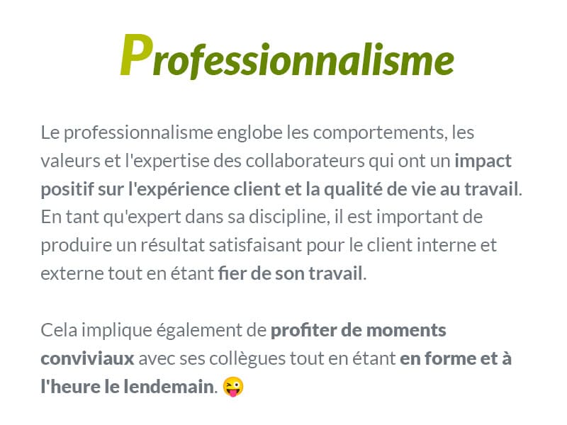 Professionnalisme - Valeur de QuickMS