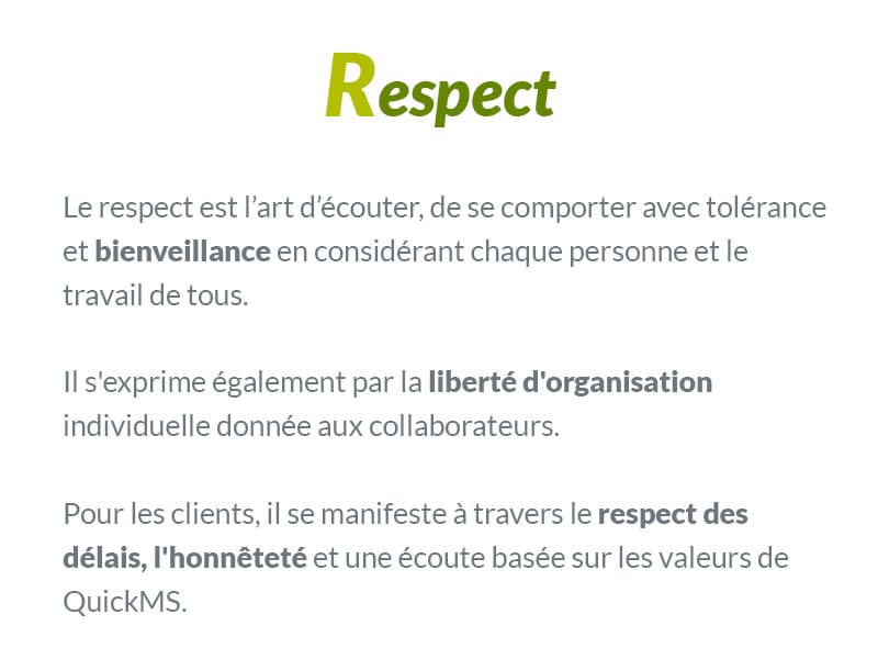 Respect - Valeur de QuickMS